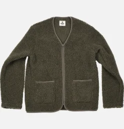 Zip Up Vee Cardigan Khaki